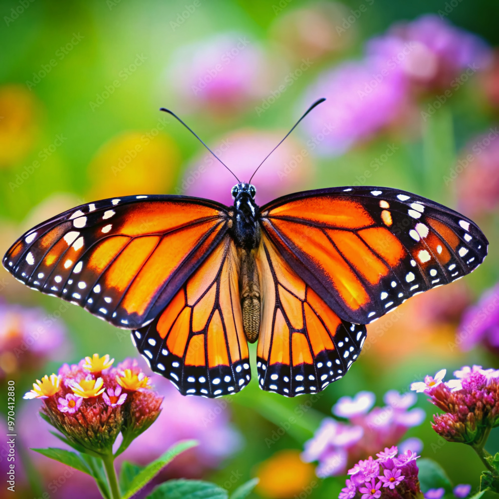 Naklejka premium monarch butterfly on flower
