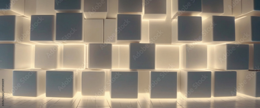 Glowing White Cube Abstract Geometric Background for Tech Designs Glowing White Cube Abstract Geometric Background for Tech Designs