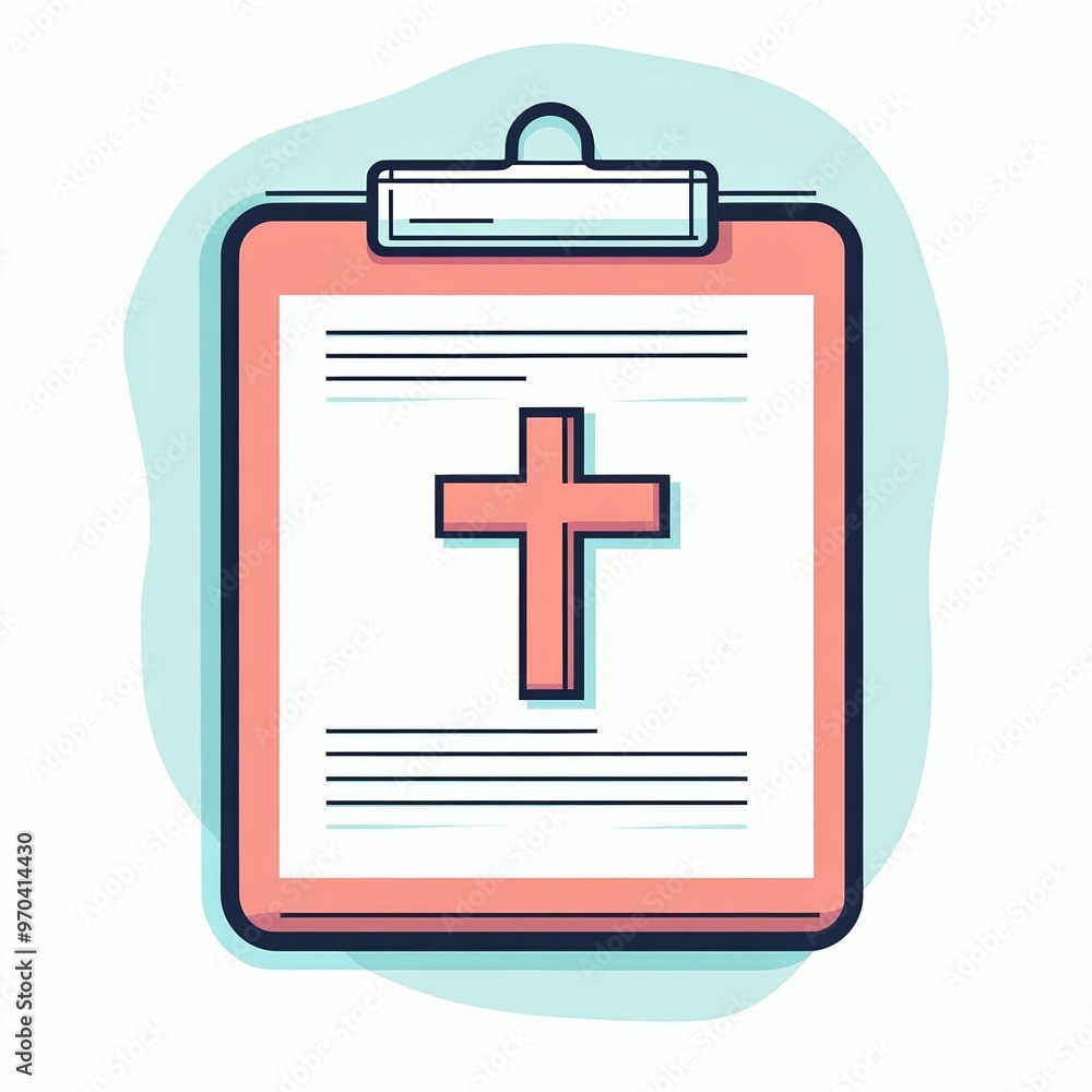 Obraz premium The clipboard displays a cross symbol and text, often associated with religious teachings, emphasizing the significance of faith in daily life