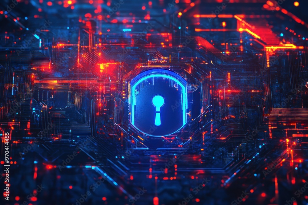 Obraz premium Cyber Security - Digital Lock