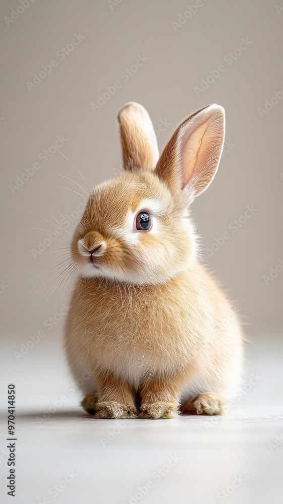 Fototapeta premium Rabbit against an isolated background, with its detailed fur and delicate form prominently displayed in a minimalistic environment.