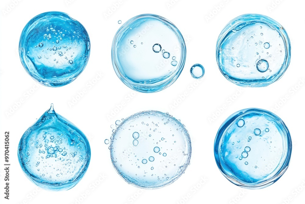 custom made wallpaper toronto digitalWater serum drop texture. Liquid gel with bubbles circle set . Clear toner, cosmetic product swatch isolated on white background , ai