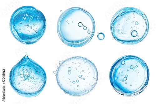Wallpaper Mural Water serum drop texture. Liquid gel with bubbles circle set . Clear toner, cosmetic product swatch isolated on white background , ai Torontodigital.ca