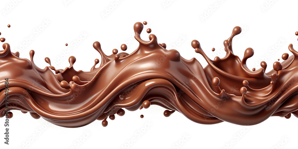 Chocolate splash border seamless pattern, 3d Realistic. isolated on White Chocolate splash border seamless pattern, 3d Realistic. isolated on White