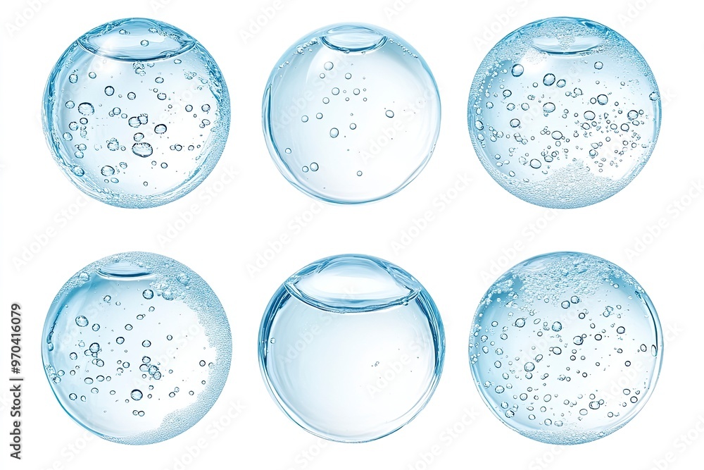 custom made wallpaper toronto digitalWater serum drop texture. Liquid gel with bubbles circle set . Clear toner, cosmetic product swatch isolated on white background , ai