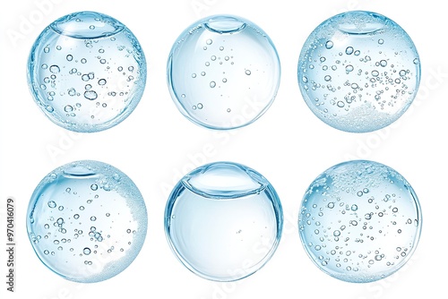 Wallpaper Mural Water serum drop texture. Liquid gel with bubbles circle set . Clear toner, cosmetic product swatch isolated on white background , ai Torontodigital.ca