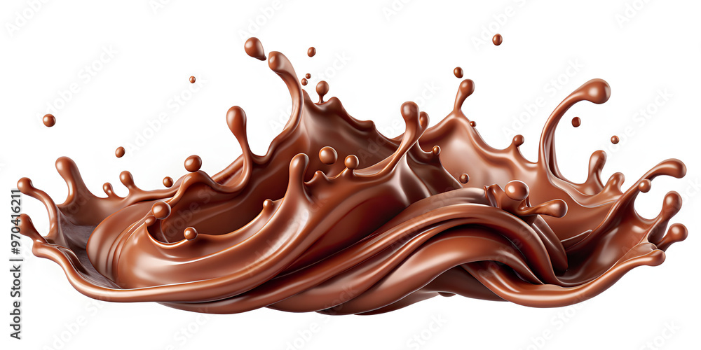 Chocolate splash, Silk and smooth, isolated on White background. clipping path. 3d Realistic Chocolate splash, Silk and smooth, isolated on White background. clipping path. 3d Realistic