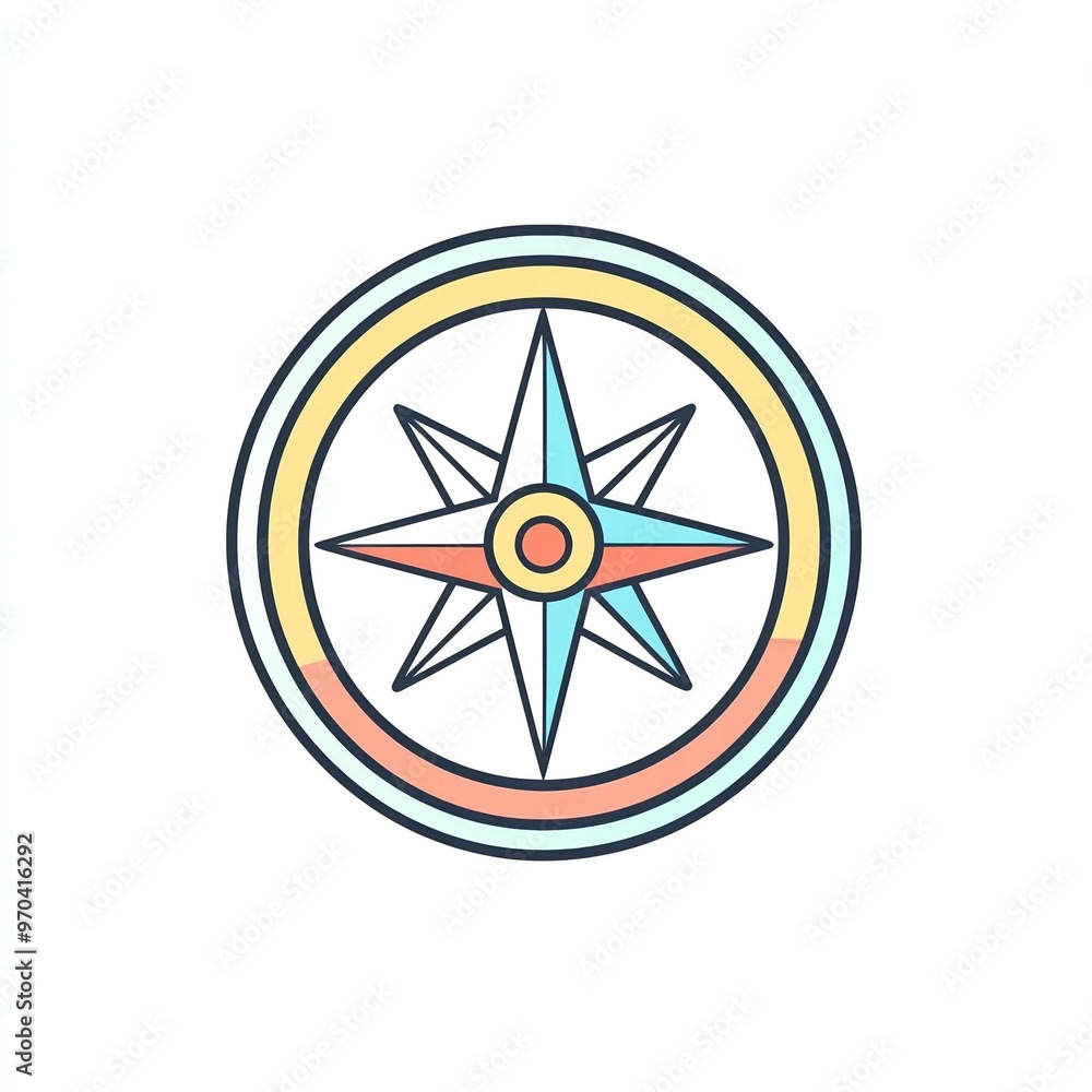 This design features a vibrant compass, emphasizing navigation and adventure, perfect for travel enthusiasts or educational materials This design features a vibrant compass, emphasizing navigation and adventure, perfect for travel enthusiasts or educational materials