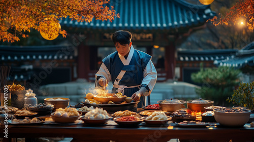 Korean mid-autumn Chuseok moon festival. korean food