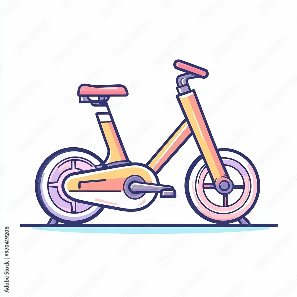 A vibrant stationary bike stands out in a clean, minimalist style, representing a commitment to fitness and healthy living in an inviting space A vibrant stationary bike stands out in a clean, minimalist style, representing a commitment to fitness and healthy living in an inviting space
