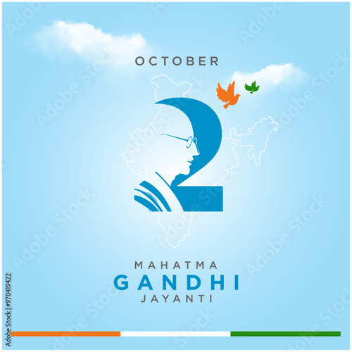 Mahatma Gandhi Jayanti Wishes in English, October 2nd. India. Social Media Creative Wishes, Greetings Design Vector Illustration