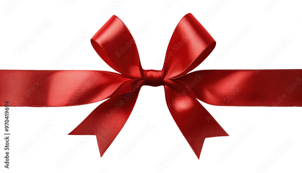 Fototapeta premium Red Satin Ribbon Bow Isolated on Transparent Background