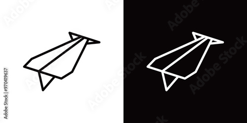 折り紙のいかひこうきのシンプルなラインアイコン
