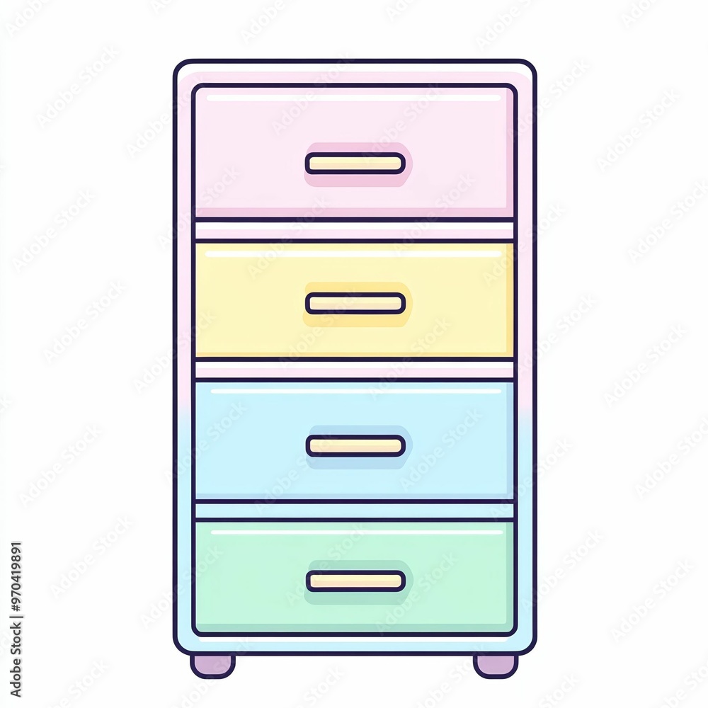 This stylish dresser features four drawers in soft pastel colors, providing a cheerful and functional storage solution for any room in the house This stylish dresser features four drawers in soft pastel colors, providing a cheerful and functional storage solution for any room in the house