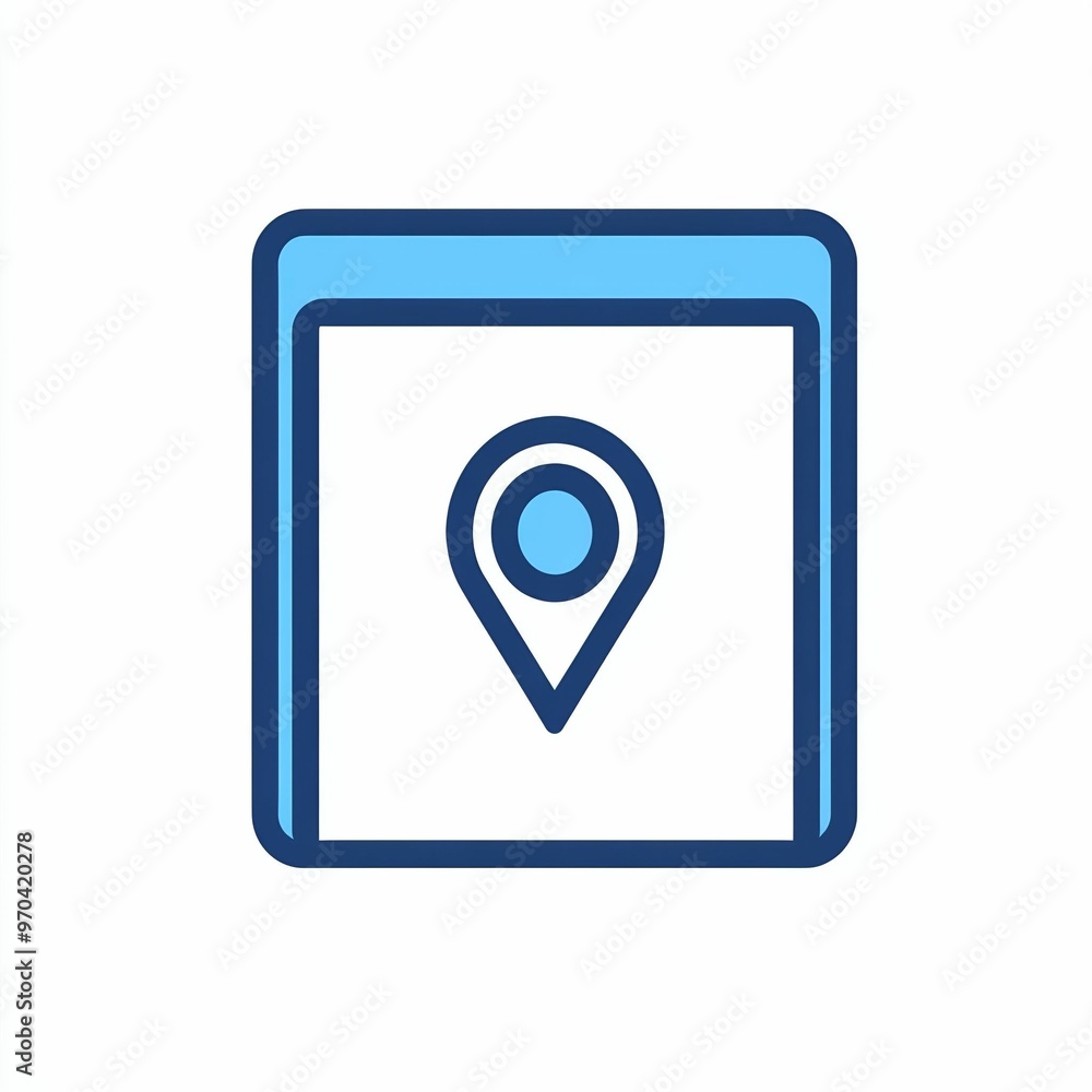 A minimalist map marker icon in blue and white, designed in a contemporary style, representing location and navigation on a simple background A minimalist map marker icon in blue and white, designed in a contemporary style, representing location and navigation on a simple background