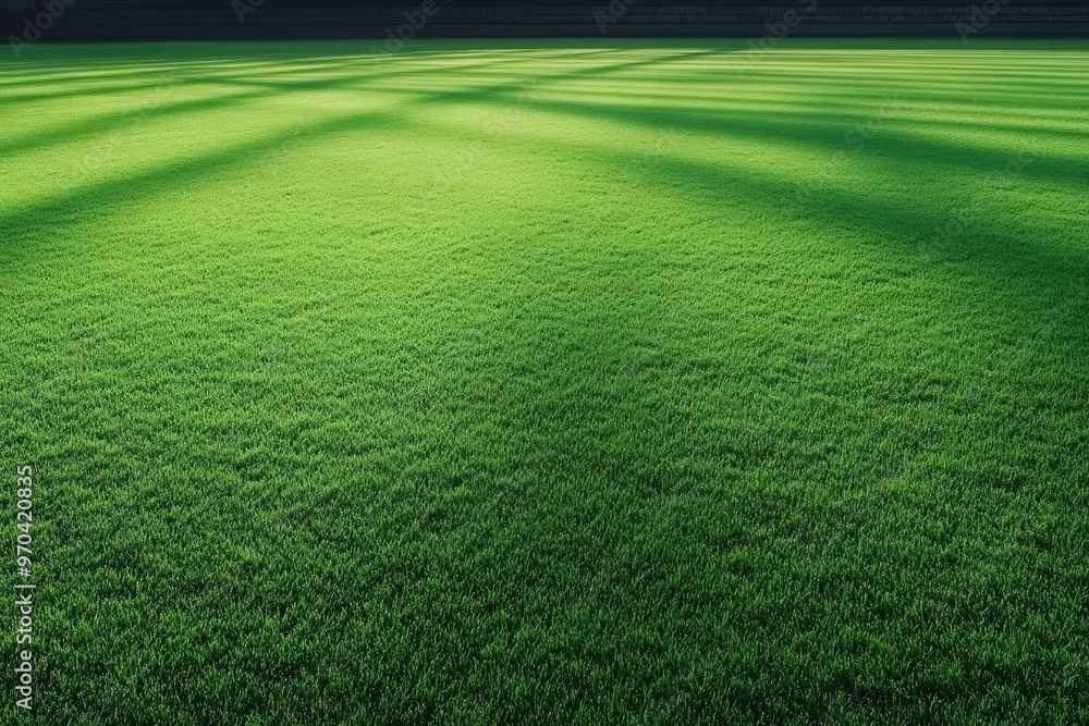 Naklejka premium High Resolution Green Soccer Field Grass Texture Background , ai
