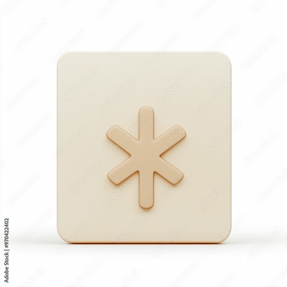 Obraz premium A smooth beige button featuring a prominent star symbol, designed for easy interaction on various electronic devices, emphasizing a clean aesthetic, icon