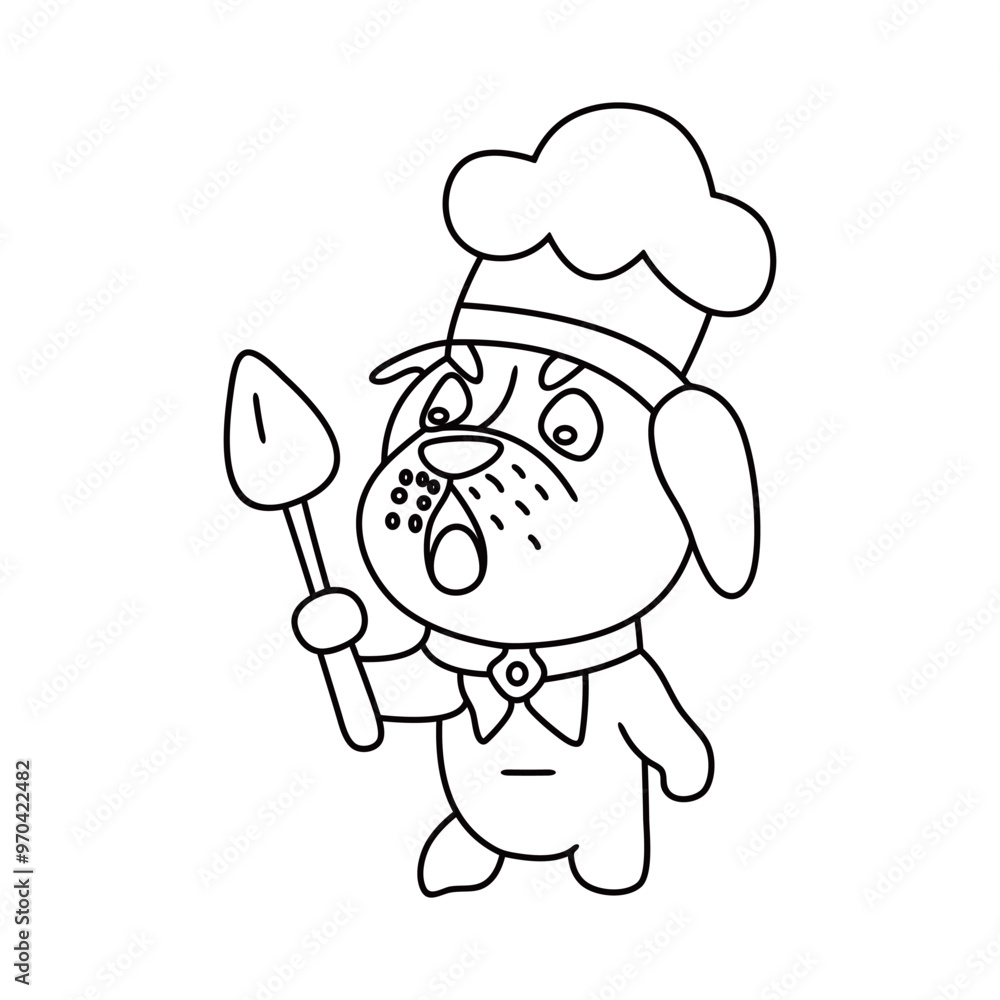 Chef dog funny cute cartoon vector line art Chef dog funny cute cartoon vector line art