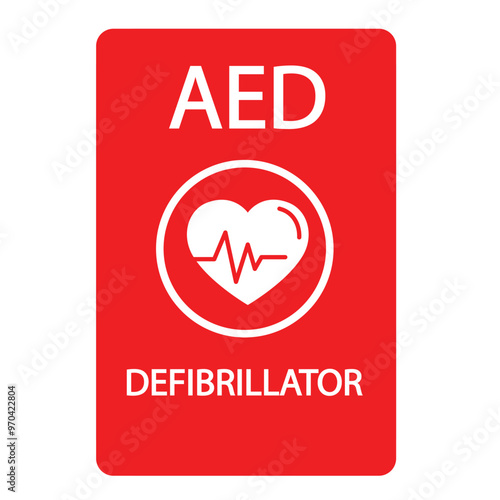 AED,automated external defibrillator aed sign with heart
