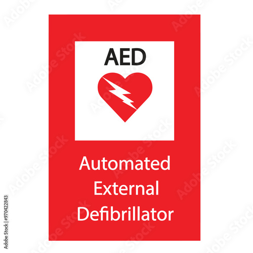 AED,automated external defibrillator aed sign with heart