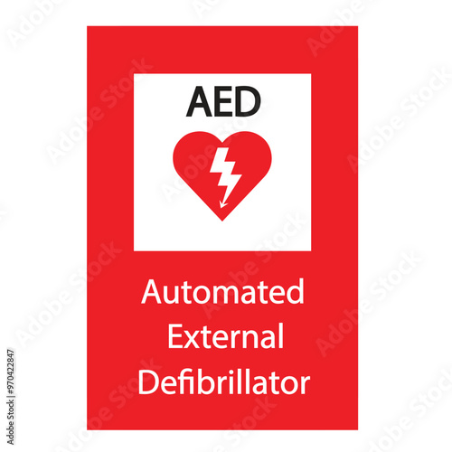 AED,automated external defibrillator aed sign with heart