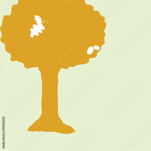 Silhouette of tree isolated on a color background. Autumn landscape. Vector illustration
