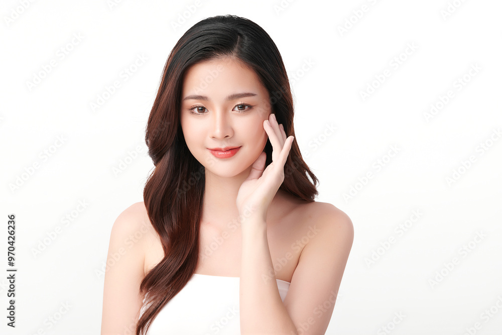 Beautiful young asian woman with clean fresh skin on white background, Face care, Facial treatment, Cosmetology, beauty and spa, Asian women portrait. Beautiful young asian woman with clean fresh skin on white background, Face care, Facial treatment, Cosmetology, beauty and spa, Asian women portrait.