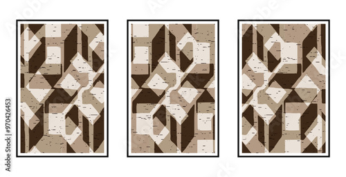 Set of 3 Abstract pattern. Illustration for printing on wall decorations. For use in graphics.