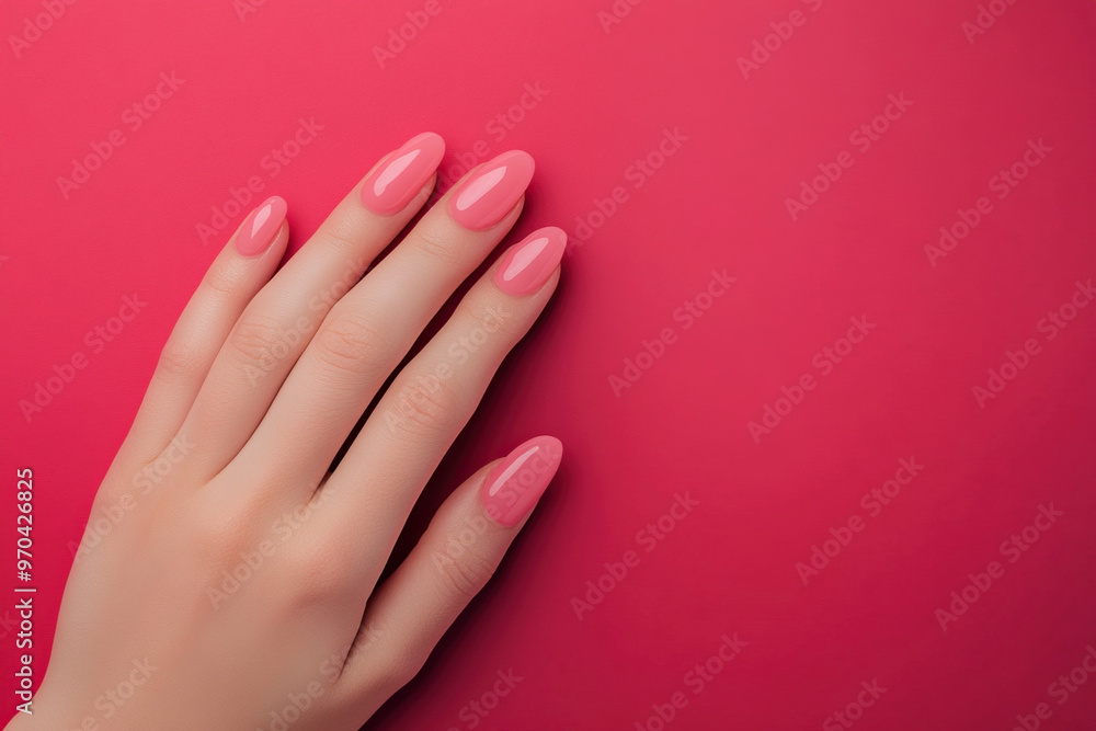 Pink manicure on a pink background Pink manicure on a pink background