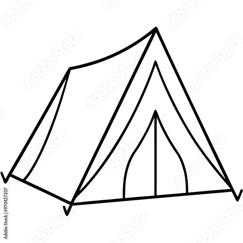 camping tent outline coloring book page line art drawing
