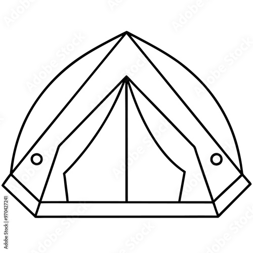 camping tent outline coloring book page line art drawing