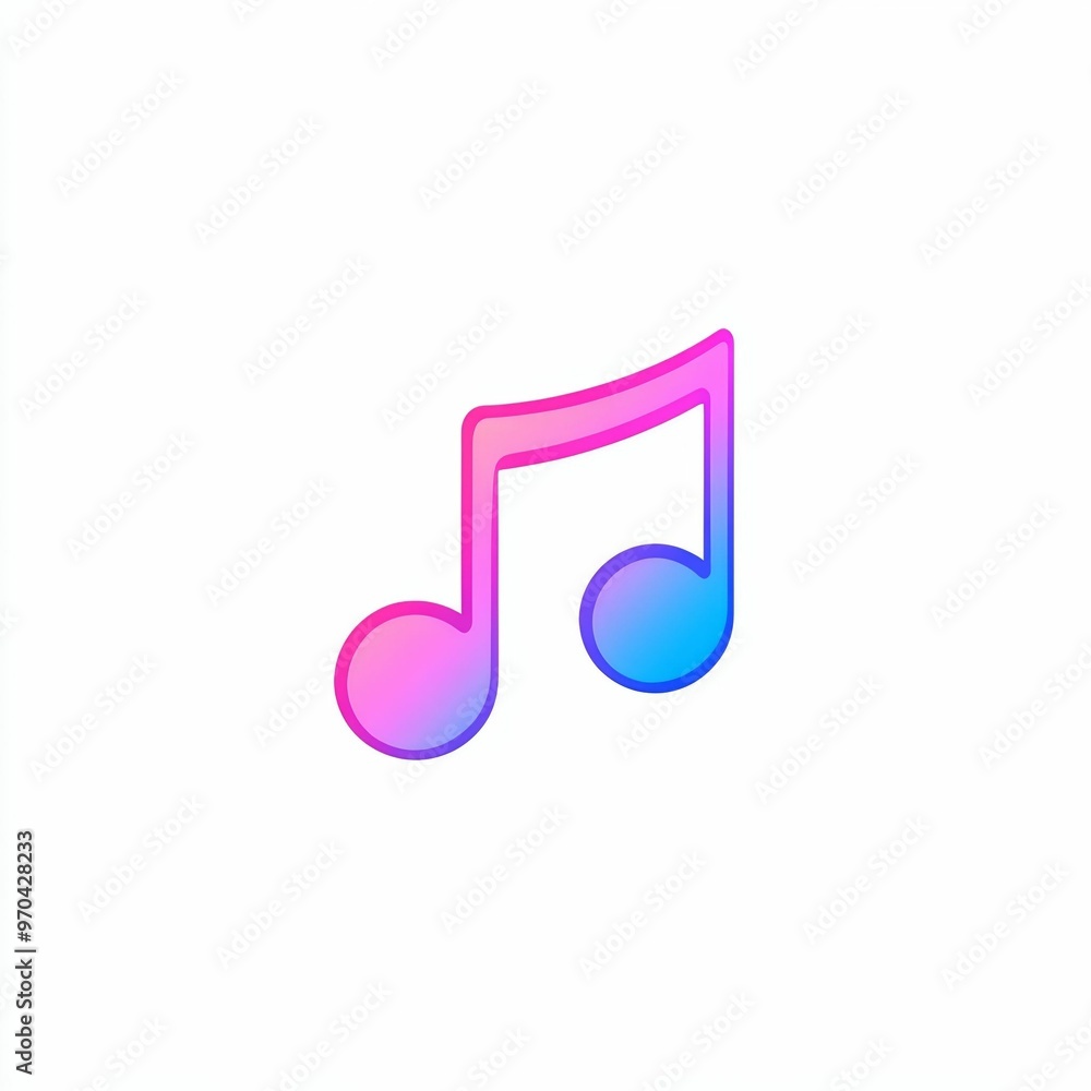 The vibrant musical note icon features a gradient of pink and blue colors, representing creativity and a passion for music, set against a clean background The vibrant musical note icon features a gradient of pink and blue colors, representing creativity and a passion for music, set against a clean background