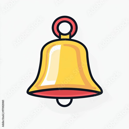 The bright yellow bell with a striking red rim is designed to catch attention, representing alertness and signaling an important event or notification photo