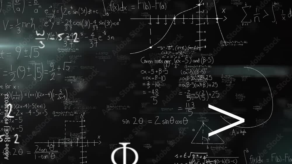 Animation of mathematical equations on black background Animation of mathematical equations on black background