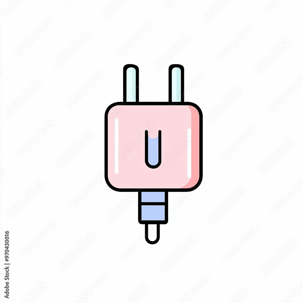 This design features a pink electrical plug with a minimalist style, perfect for showcasing in gadget illustrations or product designs This design features a pink electrical plug with a minimalist style, perfect for showcasing in gadget illustrations or product designs