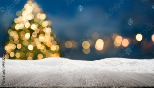 christmas tree with snow