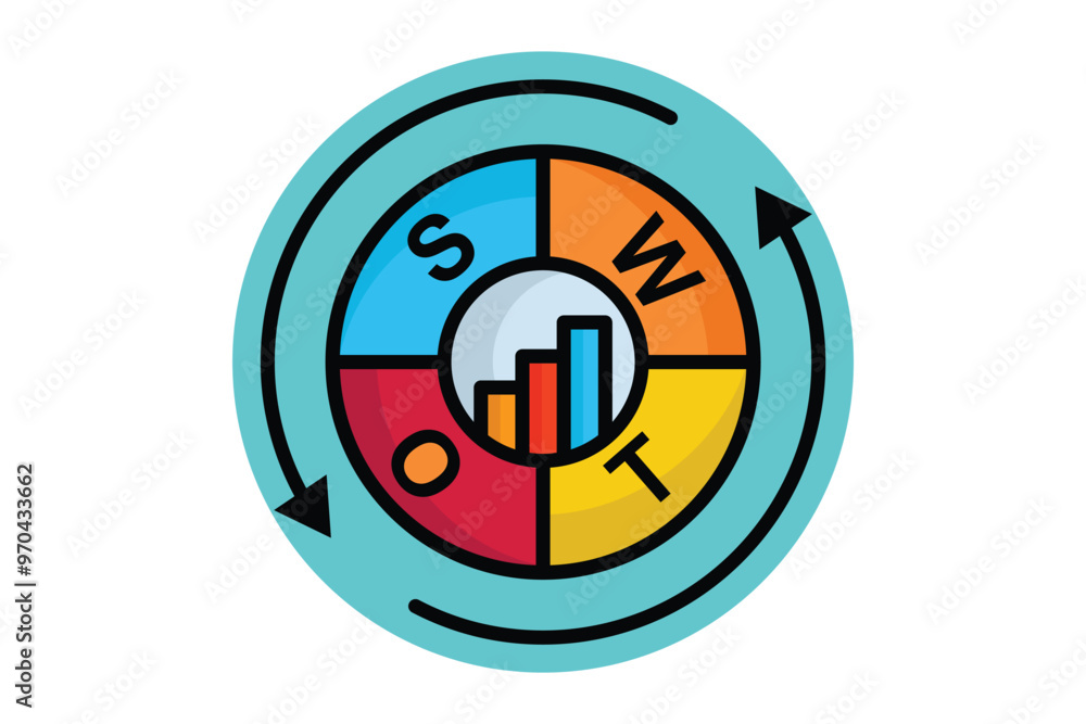 SWOT colored outline icon. icon related to business management. business elements vector illustration SWOT colored outline icon. icon related to business management. business elements vector illustration