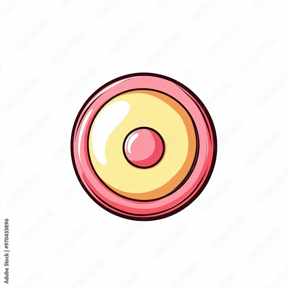 A vibrant round button features a pink outer ring and a yellow center, ideal for use in web design, graphics, or as an artistic element in digital projects