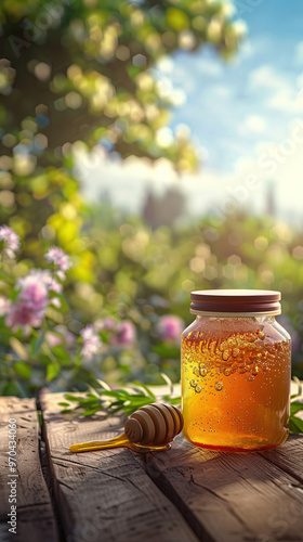 Pure Natural Honey in a Jar. Delicious and Healthy Honey