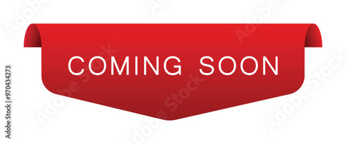 coming soon tag sticker. red label for new upcoming product. transparent png and vector illustration.