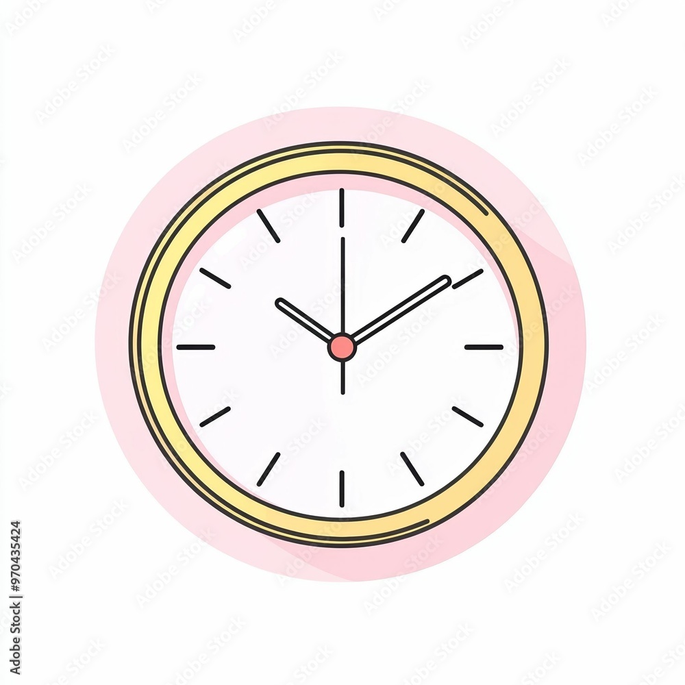 A colorful clock design displays the time at three o'clock, set against a vibrant pink circular background that enhances its visual appeal A colorful clock design displays the time at three o'clock, set against a vibrant pink circular background that enhances its visual appeal