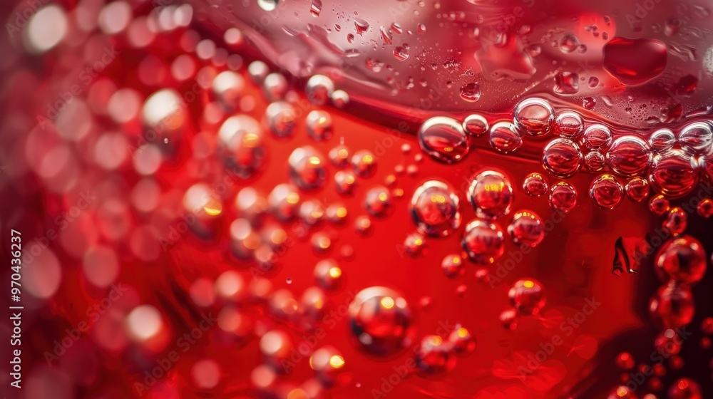Red liquid with bubbles