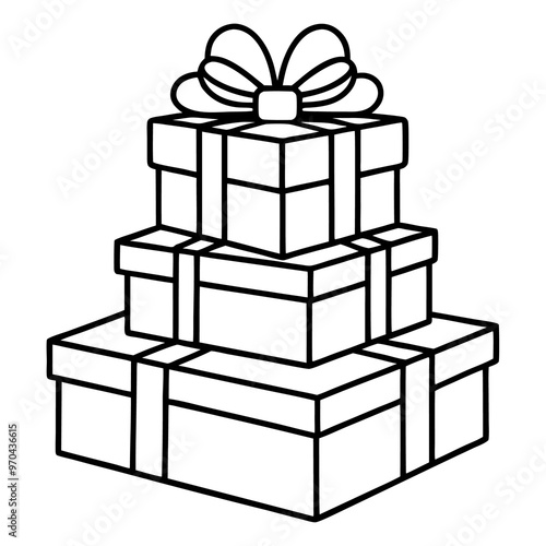 christmas gift boxes outline coloring book page line art drawing
