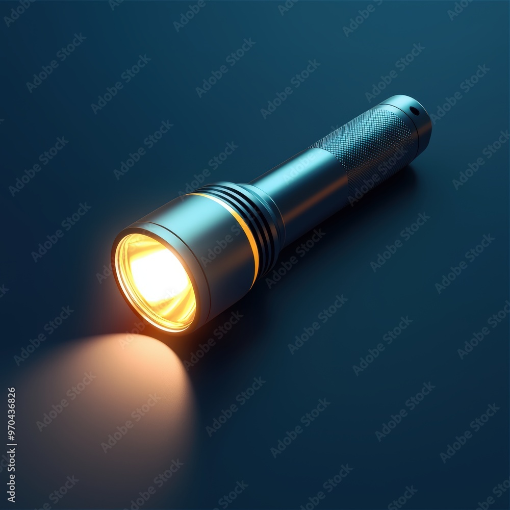 A flashlight shines brightly. A flashlight shines brightly.