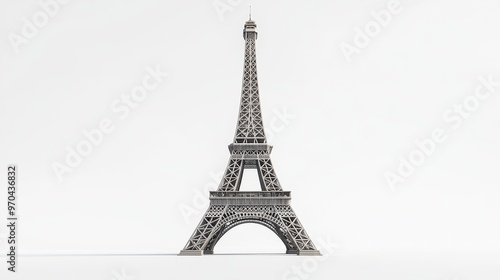 Eiffel Tower (France) clipart, element, 3D illustration, realistic, isolated on white background