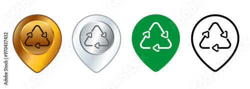 Recycle place waste treatment map location direction pinpoint zone route environmental care design set collection