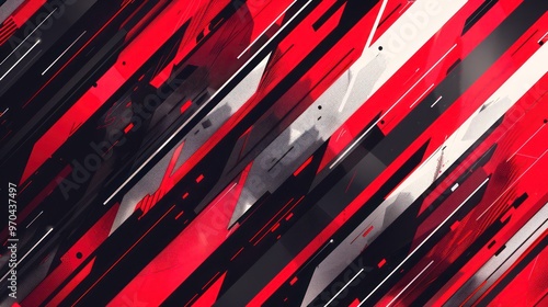 An abstract graphic design featuring dynamic red and black lines, creating a modern and energetic visual effect.