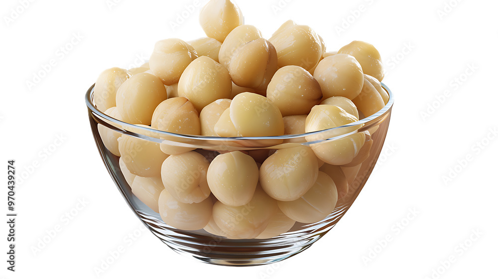 A bowl of roasted macadamia nuts with a transparent background. A bowl of roasted macadamia nuts with a transparent background.