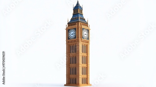 Big Ben (UK) clipart, element, 3D illustration, realistic, isolated on white background