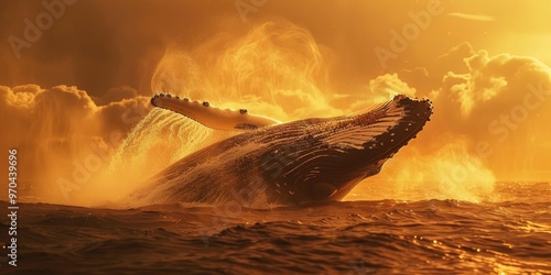 A Humpback Whale exhales